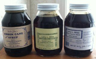 Natural Mississippi Syrup Qt. Sampler Ribbon Cane, Golden Cane, and Sorghum Syrup : Molasses : Grocery & Gourmet Food