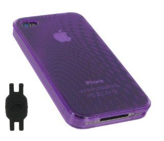 Lilac Wave Design TPU Silicone Crystal Skin Case for Apple iPhone 4 4th Generation with Shoe Silicone Pouch for Nike+ iPod Sensor, AT&T: Cell Phones & Accessories