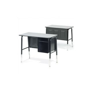 Virco Jr. Executive Plastic Student Desk 765M Desk Finish: Walnut, Glides: St