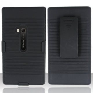 BLACK RUBBERIZED HARD CASE + BELT CLIP HOLSTER FOR AT&T NOKIA LUMIA 920 PHONE: Cell Phones & Accessories
