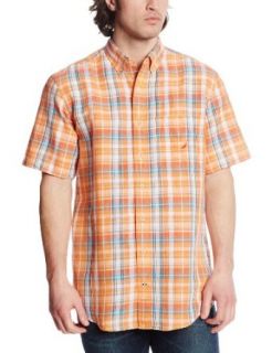 Nautica Men's Big Tall Short Sleeve Ramie Plaid Woven Shirt at  Mens Clothing store