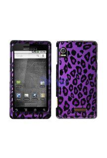 Motorola A955 Droid 2 Graphic Case   Purple/Black Leopard: Cell Phones & Accessories