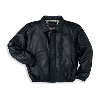 NEW Port Authority   Leather Bomber Jacket Black L at  Mens Clothing store: Outerwear