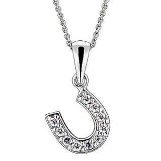 925 Sterling Silver Cubic Zirconia Horseshoe Charm Pendant/Necklace 18 Inches 925 Silver Chain: Jewelry