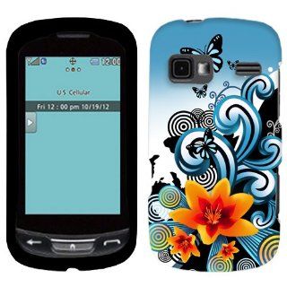 LG Freedom Yellow Lily with Butterflies on Blue and Black Cover: Cell Phones & Accessories
