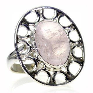 Rose Quartz Women Ring (size: 7.75) Handmade 925 Sterling Silver hand cut Rose Quartz color Pink 6g, Nickel and Cadmium Free, artisan unique handcrafted silver ring jewelry for women   one of a kind world wide item with original Rose Quartz gemstone   only