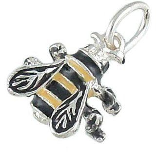 Bumble Bee Vintage Style 925 Sterling Silver and Enamel 3D Traditional Charm: Jewelry