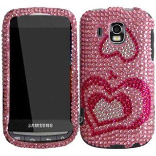 Pink Hearts Full Diamond Bling Case Cover for Samsung Transform Ultra M930: Cell Phones & Accessories