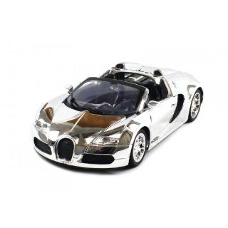 Diecast Bugatti Veyron Roadster Electric RC Car 1:18 Metal RTR (Chrome Edition): Toys & Games