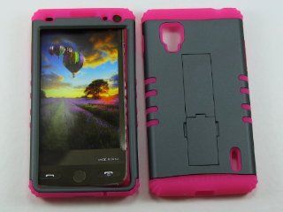 For Lg Optimus G (cdma) Ls 970 Non Slip Gray Heavy Duty Case + Hot Pink Rubber Skin Accessories: Cell Phones & Accessories