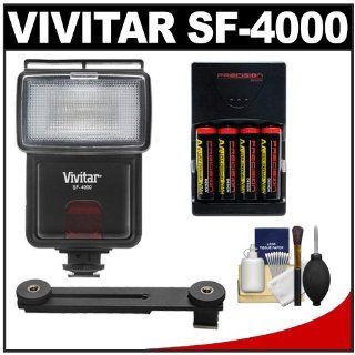 Vivitar SF 4000 Auto Bounce Zoom Slave Flash with Bracket + AA Batteries & Charger + Cleaning Kit for Nikon 1 J1, J2, J3, S1, V2, V3 Digital Cameras : Digital Camera Accessory Kits : Camera & Photo