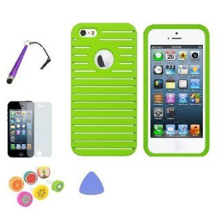 NEON GREEN Apple IPhone 5 Premium Design Hard Skin Case Value Combo: Screen Protector   Remove Tool   Baseball Touch Pen   Ear Plug: Cell Phones & Accessories
