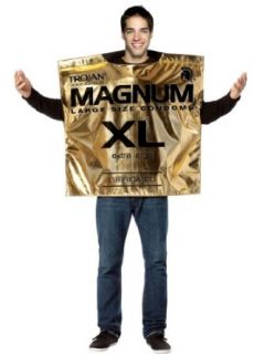 Magnum XL Condom Costume Hilarious Novelty Gag Gold Top Wrapper Theatrical Men: Clothing