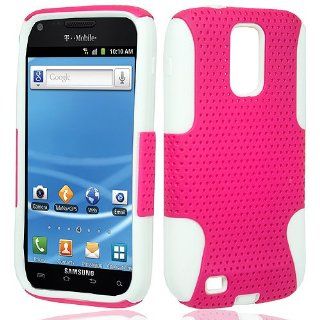 Hot Pink Hard Soft Gel Dual Layer Mesh Cover Case for Samsung Galaxy S2 S II T Mobile T989 SGH T989 Hercules: Cell Phones & Accessories