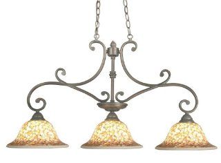 Dale Tiffany TH70741 3 Island Light Cassidy Island Light, Antique Brown and Mosaic Shade   Lighting Fixtures  