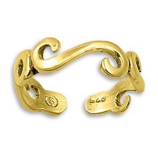 Yellow Gold Plated Silver Swirl Mid Finger / Mid Knuckle Ring: Toe Rings: Jewelry
