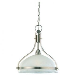 Sea Gull Lighting 65115 962 Single Light Eternity Pendant, Clear Highlighted Satin Etched Glass Shade, Brushed Nickel   Ceiling Pendant Fixtures  