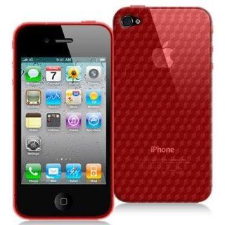 Electromaster(TM) Brand   Red Diamond Pattern TPU Candy Rubber Skin Case Cover New for AT&T Verizon Sprint Apple iPhone 4S 4G 4: Cell Phones & Accessories