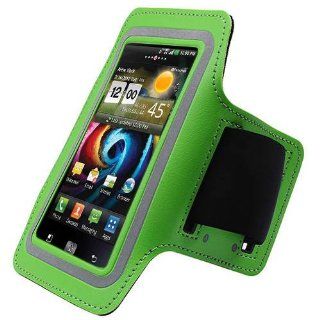 Green Black ArmBand Workout Case Cover For LG Revolution 2 Spectrum VS920 with Free Pouch: Cell Phones & Accessories