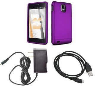 Samsung Infuse 4G   SGH i997   (AT&T) Premium Combo Pack   Purple Rubberized Shield Hard Case Cover + Atom LED Keychain Light + Micro USB Data Cable + Wall Charger Cell Phones & Accessories