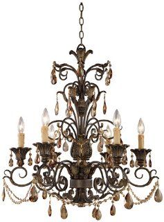 ELK Lighting 3344/6 Six Light Chandelier from the Rochelle Collection, Weathered Mahogany Ironwork    