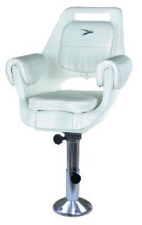 Wise Deluxe Pilot Chair, Padded Arm Rest, with Cushions, 15 Inch Fixed Pedestal and Mounting Plate. : Boat Seating : Sports & Outdoors