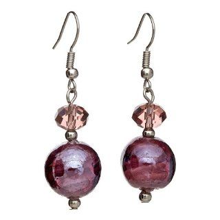 Lova Jewelry "Globes of Lavender" Hand Blown Venetian Murano Glass Drop Earrings: Dangle Earrings: Jewelry