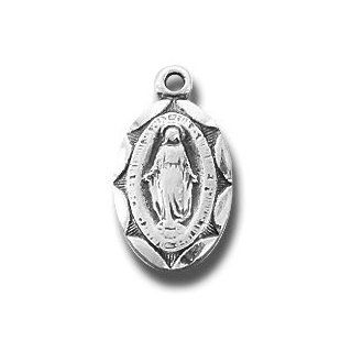 Infant Baby Necklace Miraculous Medal St. Mary Mother of God with 13" Rhodium Plated Stainless Chain Girls Boys: Jewelry