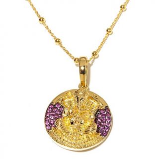 Treasures of India .95ct Rose Pink Rhodolite Garnet Vermeil "Ganesha" Pendant w