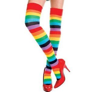 Rainbow Stripe Thigh Highs Socks Gothic Lolita Lesbian Gay Pride Brite Costume: Everything Else