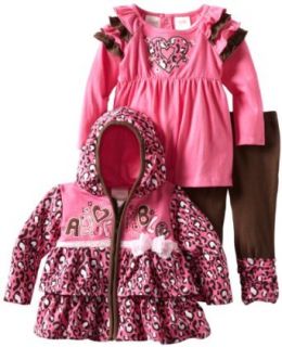 Nannette Baby girls Infant 3 Piece Adorable Legging Set, Pink, 12 Months: Clothing