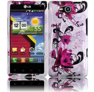 VMG For LG Lucid VS840 (Cayman, Optimus Exceed) Cell Phone Graphic Image Design Faceplate Hard Case Cover   Violet Lotus Floral Flower: Cell Phones & Accessories