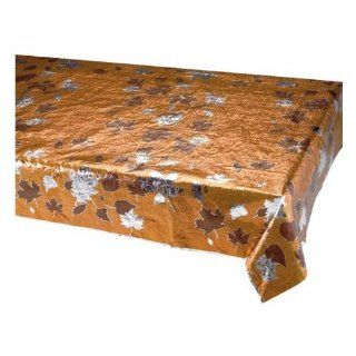 Creative Converting Thanksgiving Fall Leaves Metallic Banquet Table Cover, Copper with Chocolate and Silver: Toys & Games