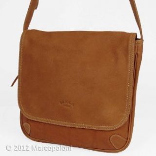 BACINO   Small Messenger Bag in Washable Leather, Cognac: Clothing