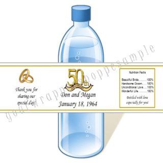 20 25th 50th Anniversary Water Bottle Labels Golden Silver VINYL WATERPROOF: Health & Personal Care