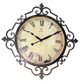 Regal Scroll Roman Numeral Large Iron Wall Clock Anitiqued  