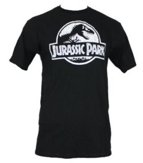 Jurassic Park Mens T Shirt   Classic Movie Cracked White Logo Image: Clothing