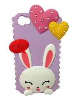 JBG Purple iphone 5 Cute 3D Cartoon Hello Rabbit With Lovers Back Cover Soft Silicone Case For Apple iPhone 5 5G 5th: Cell Phones & Accessories