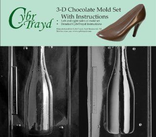 Cybrtrayd AO301AB Champagne Bottle Chocolate Candy Mold Kit with 2 Molds and 3D Chocolate Instructions: Kitchen & Dining