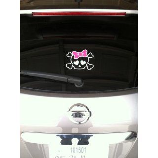 Skull with PINK Bow Car Decal / Sticker: Automotive