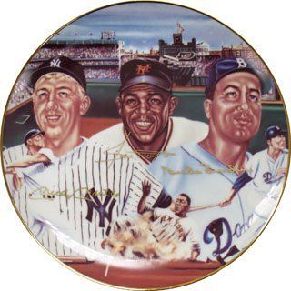 Mickey Mantle, Willie Mays & Duke Snider Autographed 1986 Sports Impressions Plate : Sports Related Collectibles : Sports & Outdoors