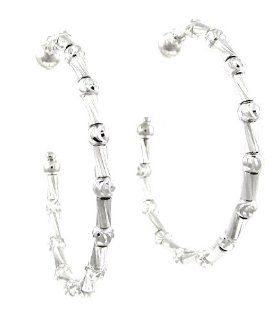 Officina Bernardi Silver Twisted Tube Hoop Earrings, 3.5CM: Jewelry