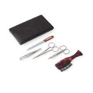 Men's Grooming set in a Brown Leather Case. Made by Malteser in Solingen, Germany: Beauty
