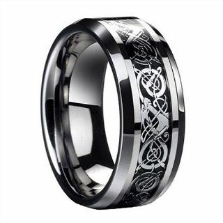 Dragon Scale Dragon Pattern Beveled Edges Celtic Rings Jewelry Wedding Band For Men Silver 8 9 10 11 12 13: Jewelry