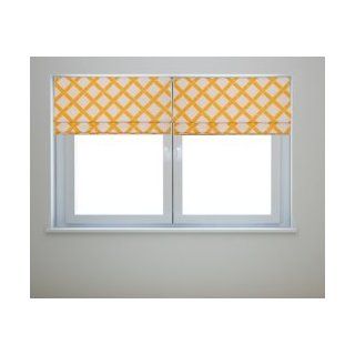 Key West White and Yellow Bamboo Fabric Roman Shade with Black Out Lining 30 Wide x up to 72 Long   Window Treatment Horizontal Blinds
