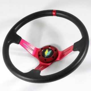 Drifting Deep Dish 350mm 6 Hole Sports Steering Wheel Red Racing Trim Universal: Automotive