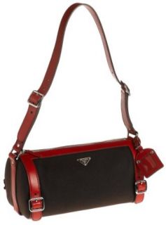 Prada Women's Canvas Handbag, Ebana/Rosso: Clothing