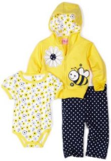 Carters Baby girls Newborn bumble Bee Set With French Terry Jacket, Pant and Interlock Coverall, Yellow, 6 9 Months: Clothing