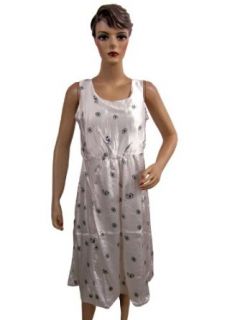 Hippie Boho Dress Satin Floral Print White Sleeveless Dress for Women at  Womens Clothing store: