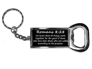 Graphics and More Ring Bottle Cap Opener Key Chain, Romans 8 28 Christian Bible Verse (KK0773) : Automotive Key Chains : Office Products